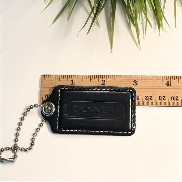 X-Large 3” COACH Black Patent Leather Hanging Tag Keychain Key FOB Bag Charm - Picture 4 of 4